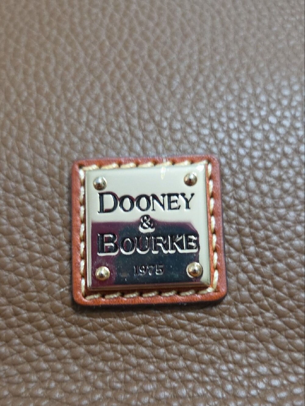 Dooney & Bourke Brown Pebbled Leather Shoulder Bag with Tan Trim - Picture 9 of 13